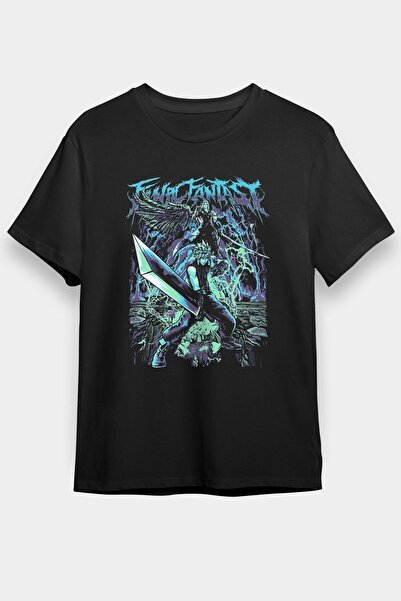 ZOKAWEAR تي شيرت أسود فاينل فانتسي فضفاض للجنسين