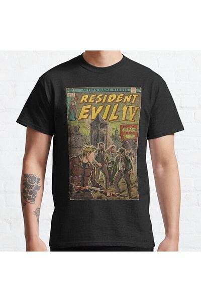 ZOKAWEAR Tricou imprimat cu copertă de benzi desenate, unisex, cu formă largi, Resident Evil 4