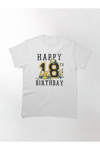 ZOKAWEAR Τυπωμένο μπλουζάκι Loose Fit Unisex Minions Happy 18th Birthday Design
