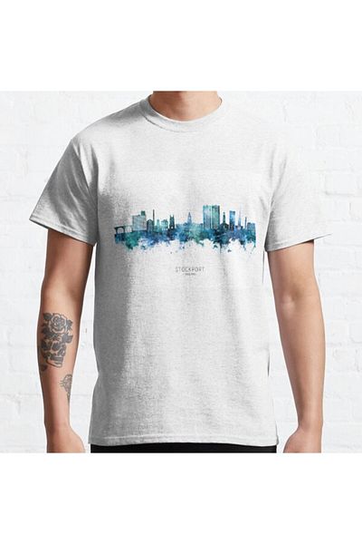 ZOKAWEAR Μπλουζάκι Loose Fit Unisex Stockport England Skyline Design με στάμπα