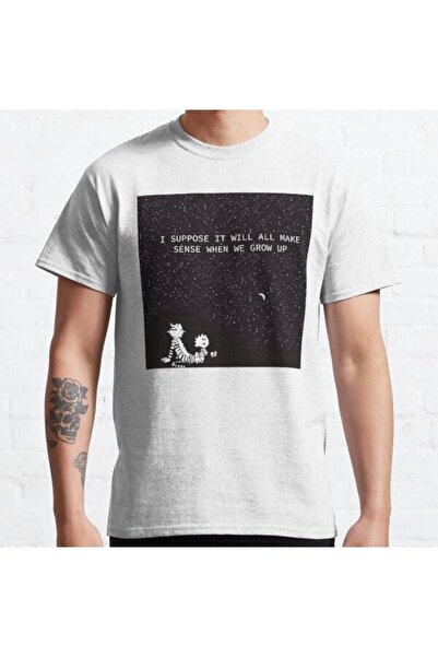 ZOKAWEAR Τυπωμένο μπλουζάκι Loose Fit Unisex Calvin And Hobbes Stars Design