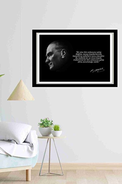 LİPYOS Atatürk Temalı Çerçeveli Görünümlü Ahşap Retro Poster 20 x 30 cm