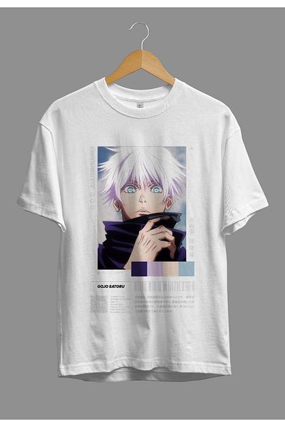 ZOKAWEAR Μπλουζάκι με τυπωμένο σχέδιο χαρακτήρων Anime Loose Fit Jujutsu Kaisen Satoru Gojo