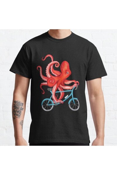 ZOKAWEAR Loose Fit Unisek Biciklizam Octopus Design Štampana majica