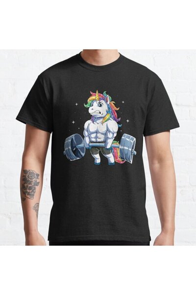ZOKAWEAR Tricou unisex pentru haltere curcubeu cu model de unicorn - cu potri...