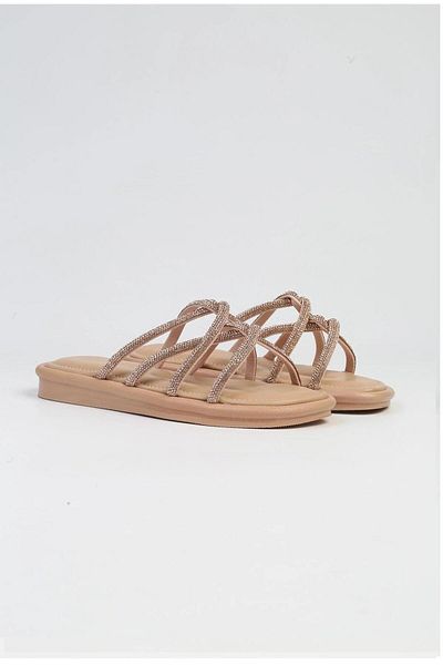 Pierre Cardin PC-5104 Beige Women's Slippers with Stones