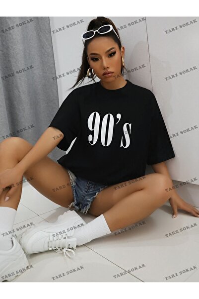 Tarzsokak Tricou supradimensionat cu umăr dezactivat cu litere unisex BAY - K...