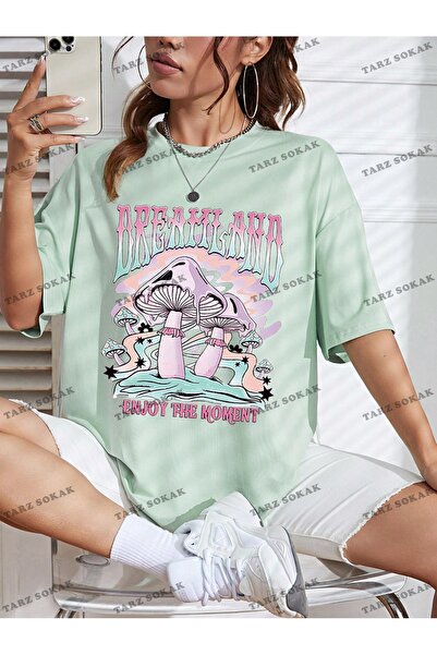 Tarzsokak Tricou unisex LADY cu ciuperci și slogan cu umăr liber KOD-1391