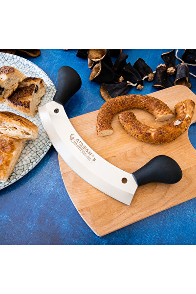 ATASAN Satır Et Kıyma Doğrayıcı Pizza Bıçağı Börek Pide Soğan Kesici 30cm Mutfak Bıçak Setleri