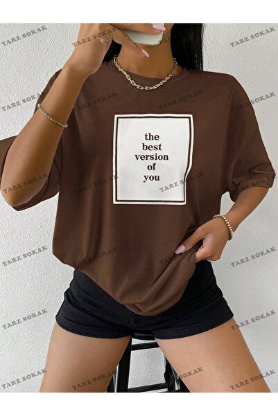 Tarzsokak Unisex BAY Slogan γραφικό μπλουζάκι εκτός ώμου KOD-1305