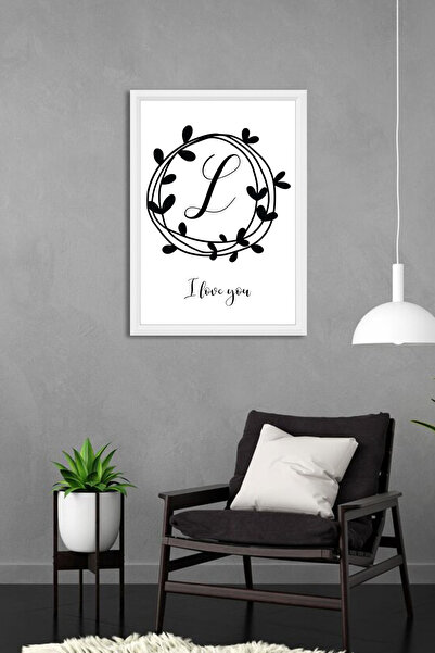 bymat L Volim te - A3 Dekorativni Re Sa šljokicama Beli Okvir - 30x40 Slika -811