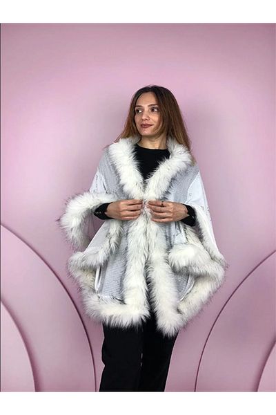 fiore fashion Stoned Mother Cotton Chiffon Fabric Faux Fur Feathered Stoned Ecru Winter Stylish Evening Dress Shoulder Shawl 46