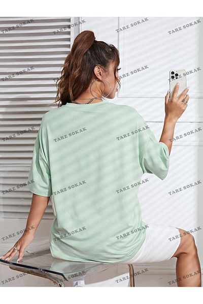 FANBOX SHOP Unisex LADY Mushroom & Slogan Graphic Off-Shoulder T-Shirt KOD-1391