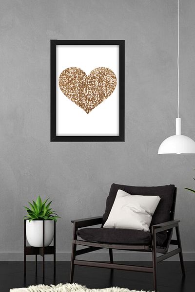 bymat Love Gold - Cadru negru cu imagine decorativă 30x40 - Pictură A3 - 762