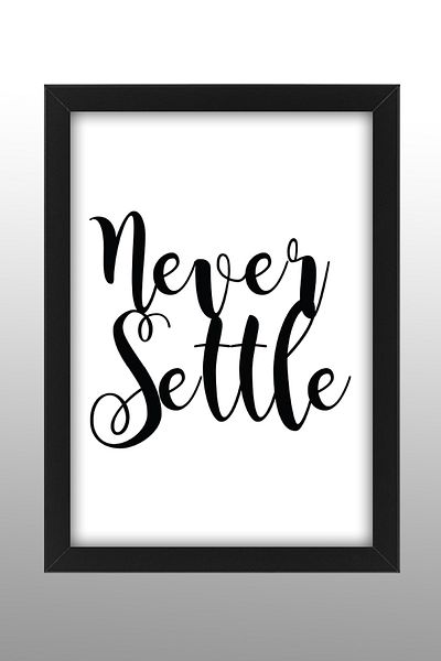 bymat Never Settle Design Masă Decorativă 30x40 Cadru pentru Imagini Cadru din Lemn MDF Fără Sticlă