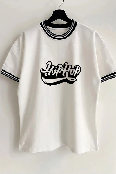 Vordevia تي شيرت هيب هوب مطبوع للموسم الجديد باللون الأبيض المضلع للجنسين مع ...