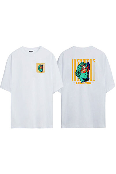 THEWERT Unisex Legends Flaming Eyes Prednja strana Zadnja strana Štampano Bel...