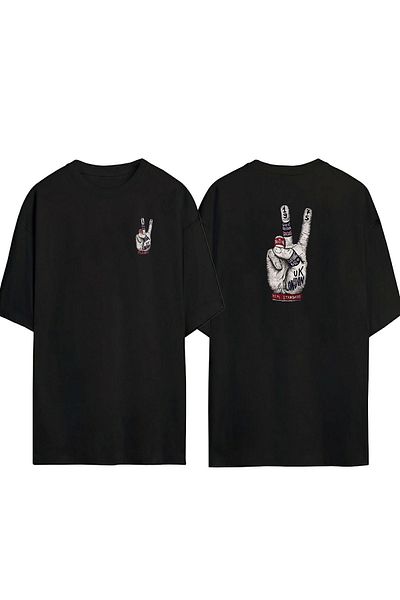 THEWERT Tricou oversize negru, unisex, Marea Britanie, Londra 1975, cu imprimeu față în spate
