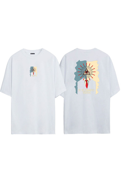THEWERT Bela Oversize kroj T-shirt - Plvr, Bvs, VIIVM Prednja Stražnja Štampa...