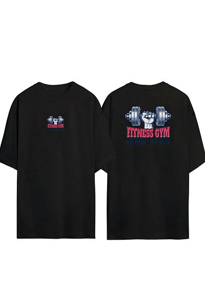THEWERT Tricou negru supradimensionat cu imprimeu pentru sala de fitness unisex No Pain No Gain Fata Spate