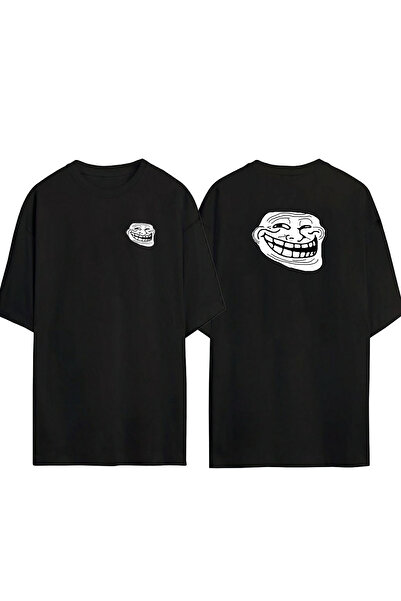 THEWERT Tricou unisex Internet Troll Trollface Rage Funny Față Spate Imprimat...