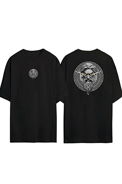 THEWERT Унісекс Zeus Yellow Eyes Чорна футболка оверсайз з принтом спереду і ...