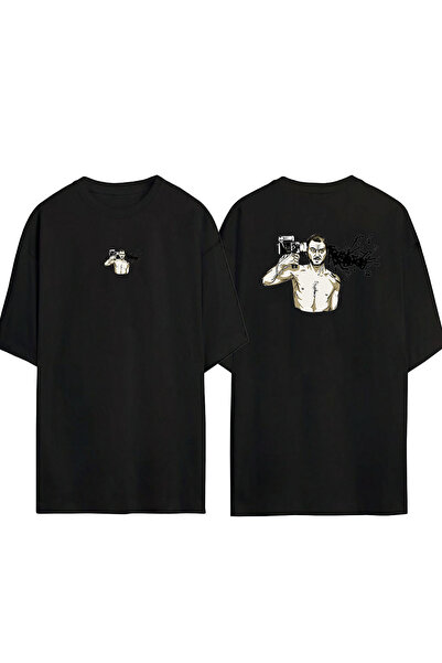 THEWERT Unisex crna Oversize kroj T-shirt - Fotografisanje Štampano
