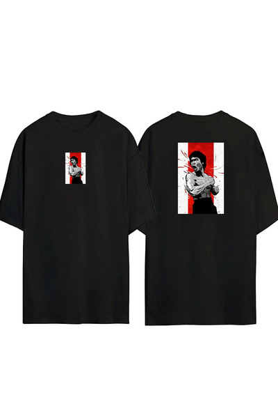 THEWERT Unisex Bruce Lee Prednja strana Zadnja strana Štampano Crna Oversize ...