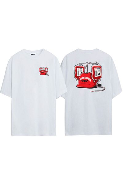 THEWERT Μπλουζάκι Unisex Transylvania Cap Μπροστά πίσω με στάμπα λευκό Oversize