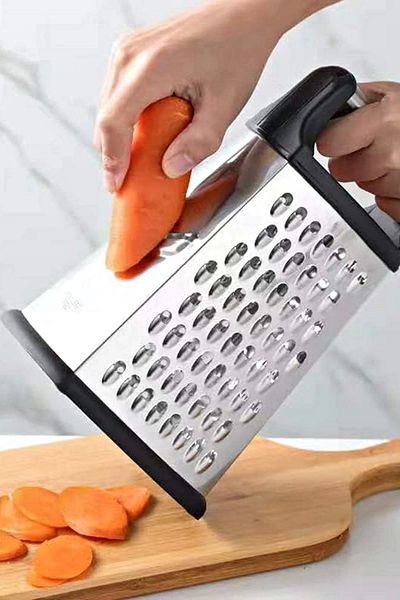 Tilbe Home 4-Function Medium Size Steel Hand Grater with Silicone Base Garlic Celery Cheese Vegetable Chopper Grater