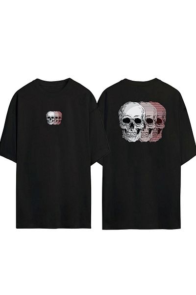 THEWERT Tricou oversize negru unisex cu modele uscate