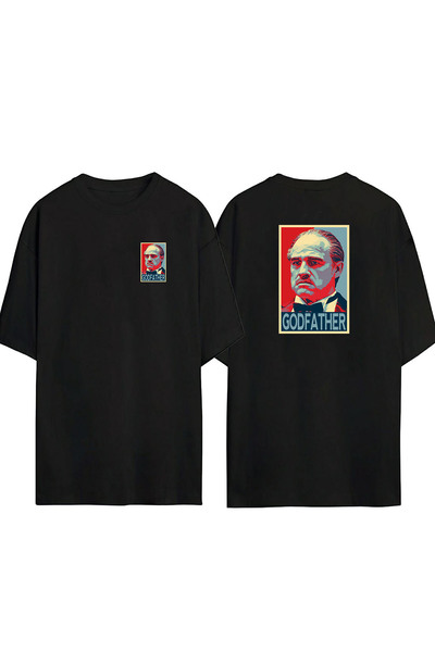 THEWERT Μπλουζάκι Unisex God Father εμπρός πίσω με στάμπα μαύρο oversize