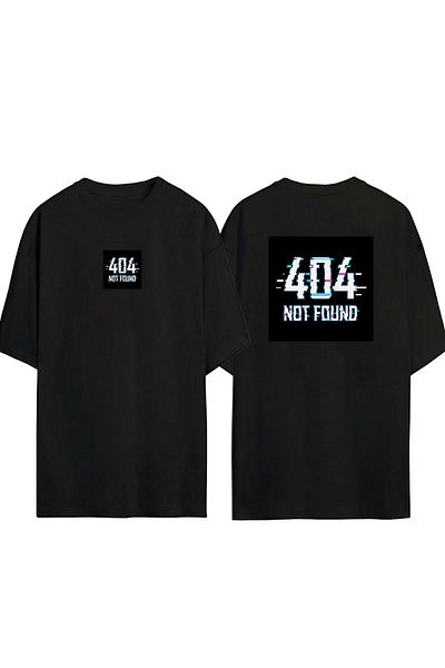 THEWERT Unisex 404 Not Found Μπροστά πίσω με στάμπα μαύρο μπλουζάκι Oversize