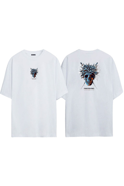 THEWERT Unisex logo Foo Fighters prednja strana zadnja strana Štampano bela O...