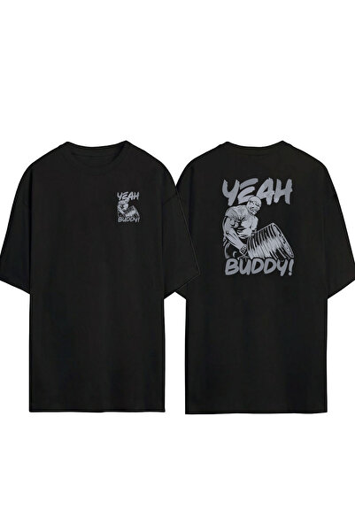 THEWERT Μπλουζάκι Unisex Yeah Buddy Μπροστά και Πίσω με στάμπα μαύρο oversize