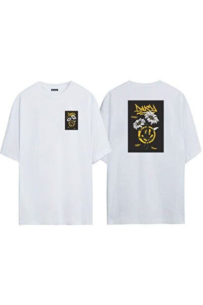 THEWERT Unisex Daisy Smile Daisy Prednja strana Zadnja strana Štampano Bela O...