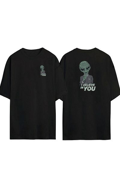 THEWERT Tricou supradimensionat negru cu imprimeu I Believe In You, unisex