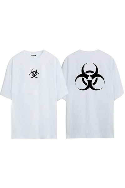THEWERT Unisex Toxic εμπρός και πίσω με στάμπα λευκό μπλουζάκι Oversize