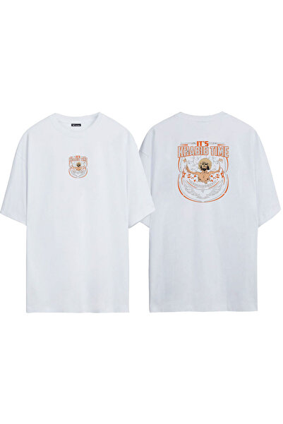 THEWERT Tricou alb oversize cu imprimeu Khabib Time Nurmagomedov Fata Spate