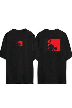 THEWERT Unisex Al Pacino Scarface Tony Montana Hello On Arka Bask l S yah Oversize T shirt Fiyat Yorumlar Trendyol