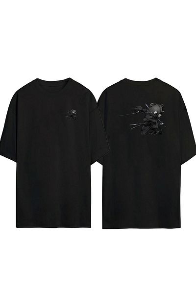THEWERT Tricou oversize negru cu imprimeu unisex Revenge Of Fabric Față Spate