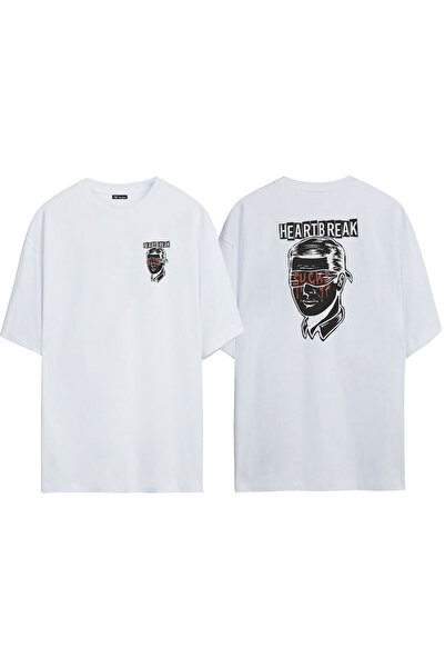 THEWERT Unisex bela Oversize kroj T-shirt - Prednja i zadnja strana Štampano