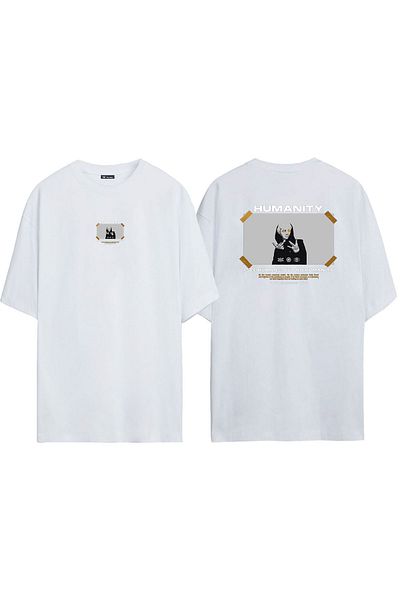 THEWERT Λευκό Oversize Unisex T-shirt - Humanity Printed