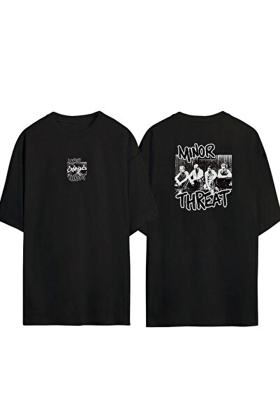 THEWERT Μπλουζάκι Unisex Minor Threat εμπρός πίσω με στάμπα μαύρο oversize