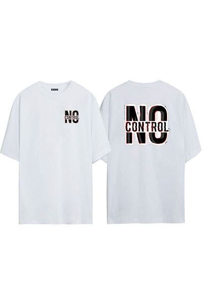 THEWERT Μπλουζάκι Unisex No Control Μπροστά και Πίσω με στάμπα λευκό Oversize