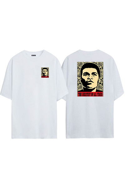 THEWERT Unisex Muhammad Ali Prednja strana Zadnja strana Štampano Bela Oversi...
