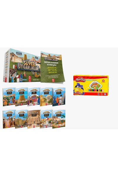 Model Eğitim Yayınları Süper Uygarlıklar Hikaye Serisi (10 كتب) + Play-Doh قل...