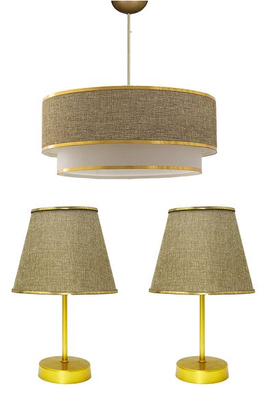 BBY HOME & DESIGN CHANDELIER, LAMP SHADE, COMMIDINE SET ANOCHE MODEL