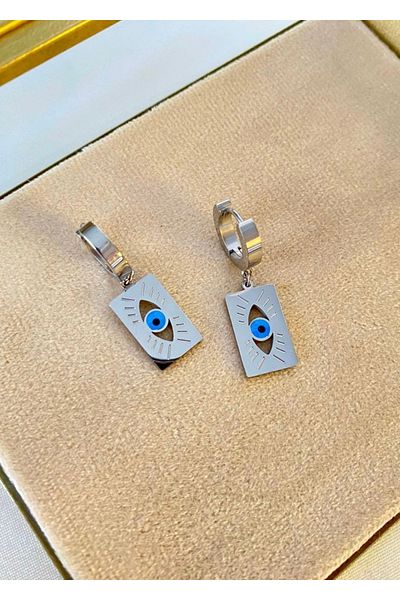 YOUES JEWELRY Steel Eye Card Earrings Silver