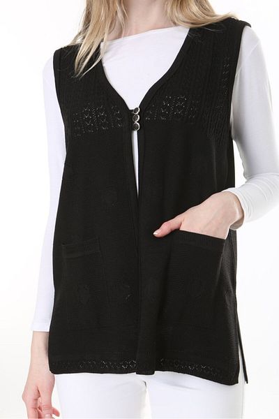 Lamierra Knitwear Openwork Mercerized Vest